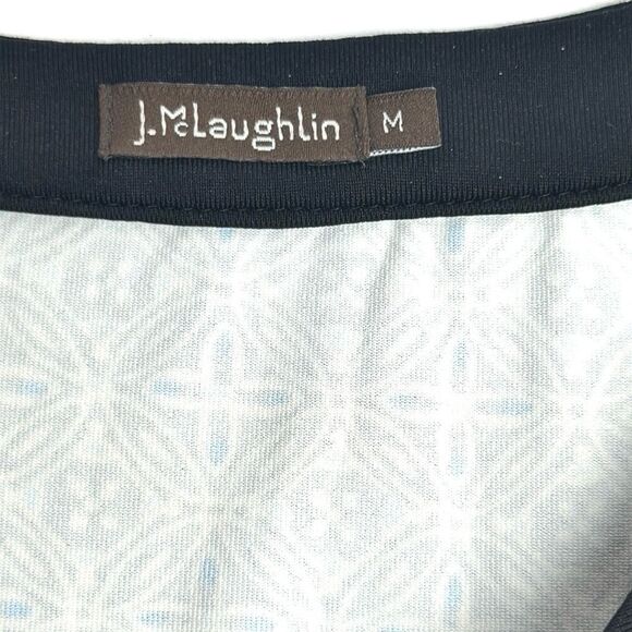 J.McLaughlin Tunic Top Black White Blue Geometric Print Catalina Cloth M - Picture 9 of 11